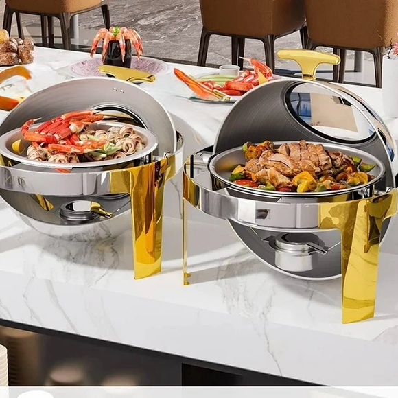 Stylish Silver and Gold Chafing Dishes- one unit